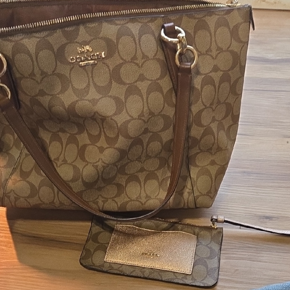 Coach Tan and Brown Signature Tote